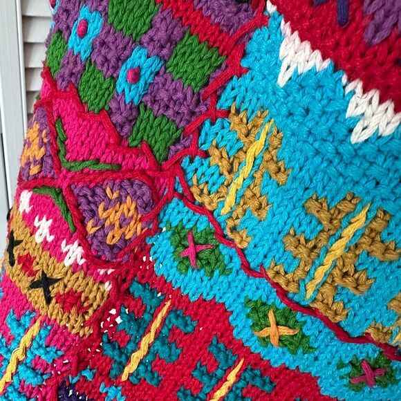 Vintage Rainbow Multicolor Knit Sweater 80s 90s Funky Grandma 3D Size XL - Picture 3 of 10